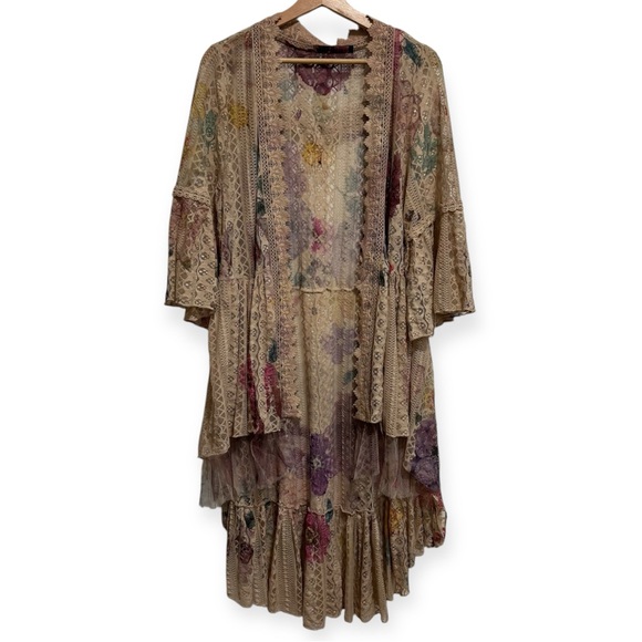 Origami Lace Floral Duster Cardigan Boho Western - Picture 1 of 14